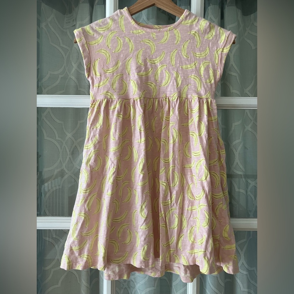 Tucker + Tate 100% cotton Pink Banana Print Summer Dress size 7 years old